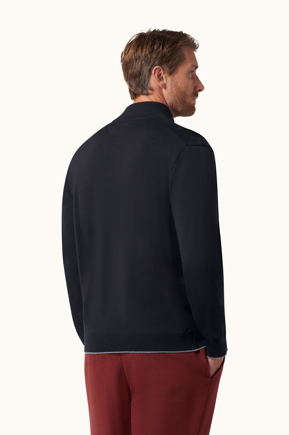 Paul & Shark Quarter Zip Trui – Blauw-50% wol, 50% lyocell-HEREN TRUIEN & VESTEN-Blauw