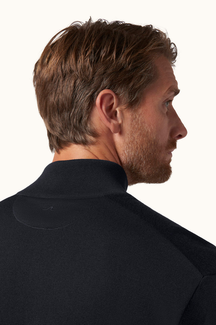 Paul & Shark Quarter Zip Trui – Blauw-50% wol, 50% lyocell-HEREN TRUIEN & VESTEN-Blauw