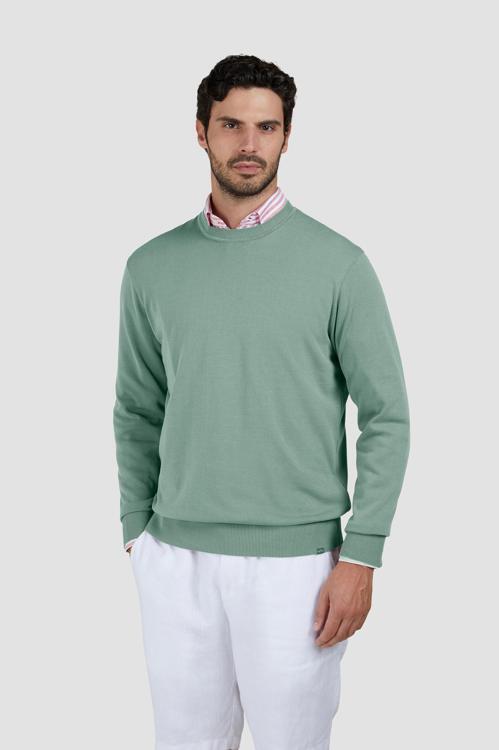 Paul & Shark Ronde Hals Pullover-100% Katoen-HEREN TRUIEN & VESTEN-Groen