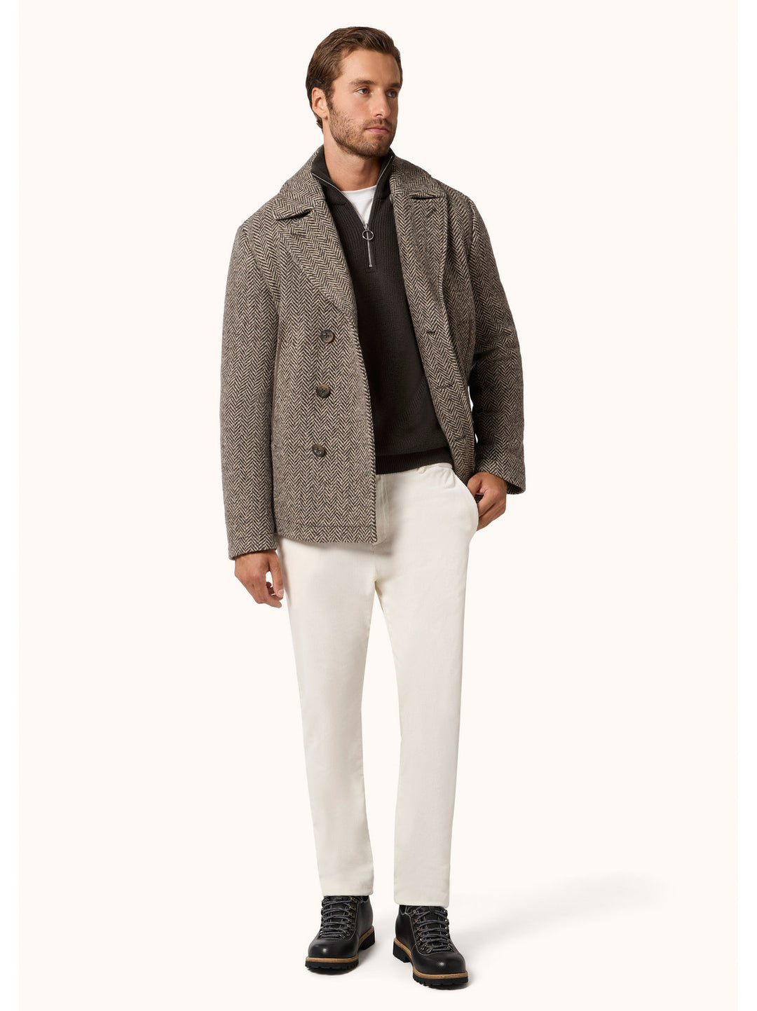 Paul & Shark Shark Tag Tech Wool Half Zip – Bruin-50% wol, 50% acryl-HEREN TRUIEN & VESTEN-Bruin