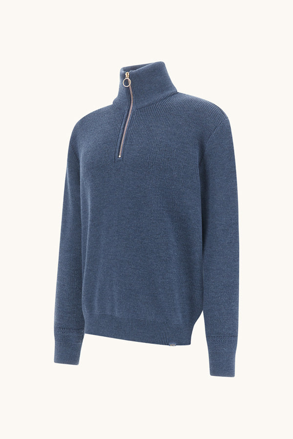 Paul & Shark Shark Tag Tech Wool Half Zip Trui-50% wol, 50% acryl-HEREN TRUIEN & VESTEN-Blauw