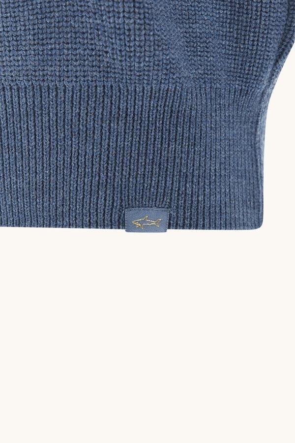 Paul & Shark Shark Tag Tech Wool Half Zip Trui-50% wol, 50% acryl-HEREN TRUIEN & VESTEN-Blauw
