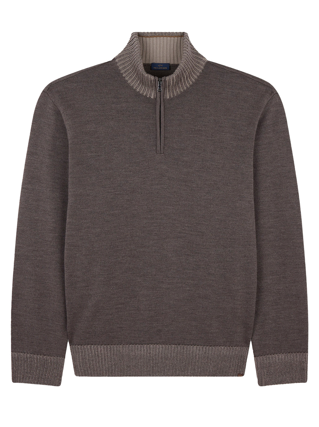 Paul & Shark Soft Cool Touch Trui Rits – Bruin-100% wol -HEREN TRUIEN & VESTEN-Bruin