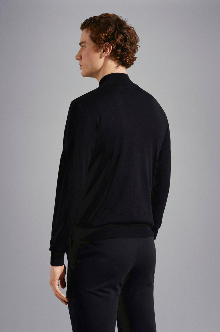 Paul & Shark trui met rits-100% wol-HEREN TRUIEN & VESTEN-Zwart