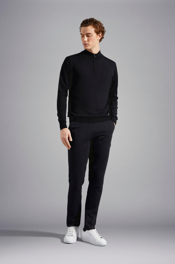 Paul & Shark trui met rits-100% wol-HEREN TRUIEN & VESTEN-Zwart