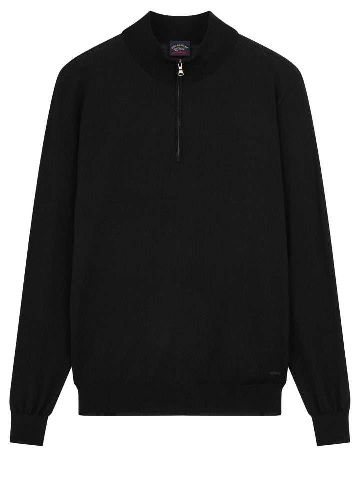 Paul & Shark trui met rits-100% wol-HEREN TRUIEN & VESTEN-Zwart