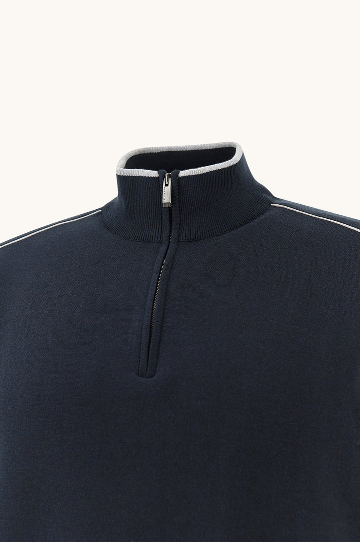 Paul & Shark Trui met rits – Blauw-55% zijde, 45% katoen-HEREN TRUIEN & VESTEN-Blauw