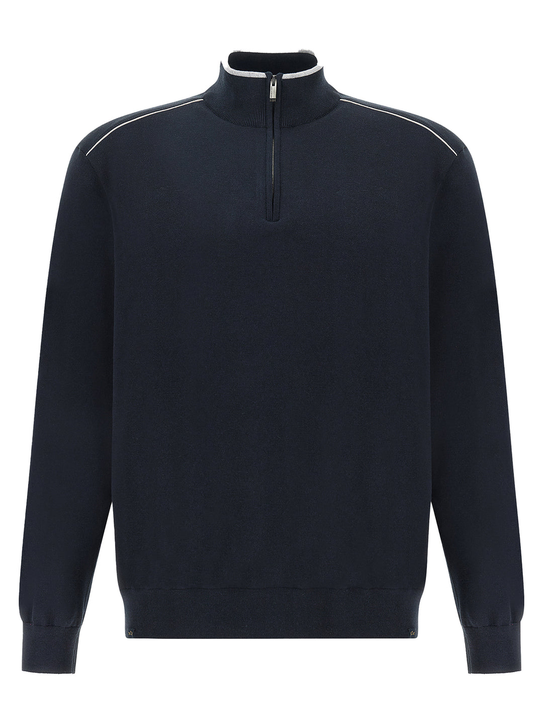 Paul & Shark Trui met rits – Blauw-55% zijde, 45% katoen-HEREN TRUIEN & VESTEN-Blauw