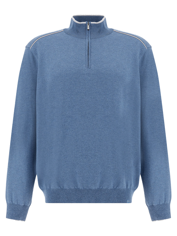 Paul & Shark Trui met rits – Blauw-55% zijde, 45% katoen-HEREN TRUIEN & VESTEN-Blauw