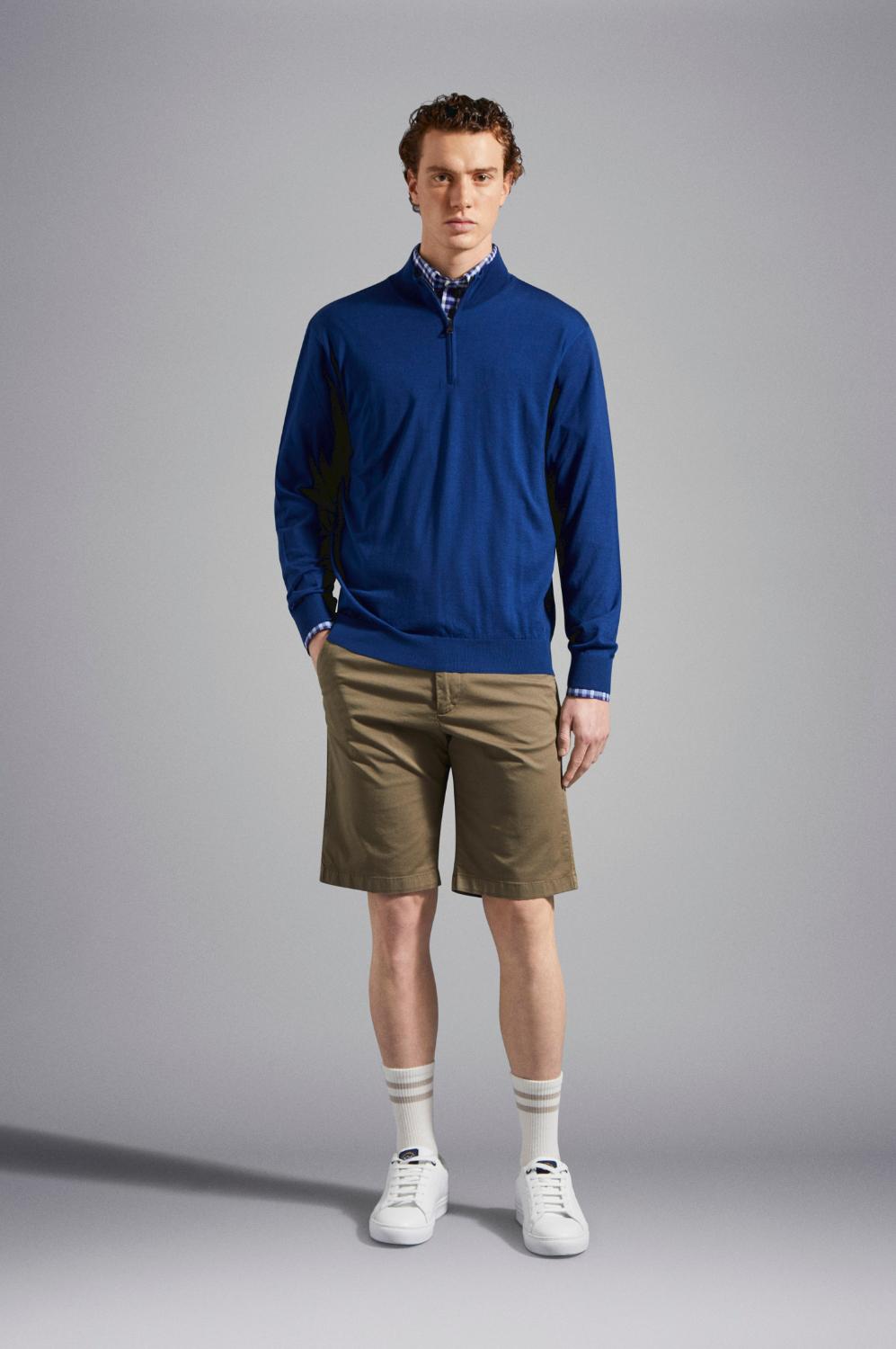 Paul & Shark trui rits-100% wol-HEREN TRUIEN & VESTEN-Blauw