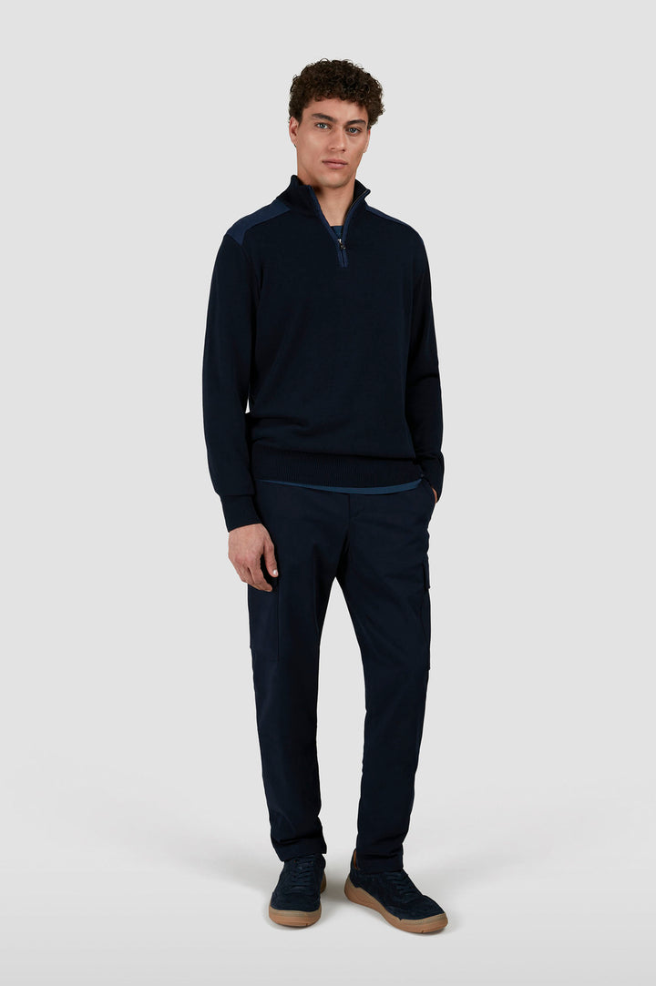 Paul & Shark trui van fris katoen navy-Buitenlaag: 100% Katoen<br />Details: 100% Linnen -HEREN TRUIEN & VESTEN-Blauw