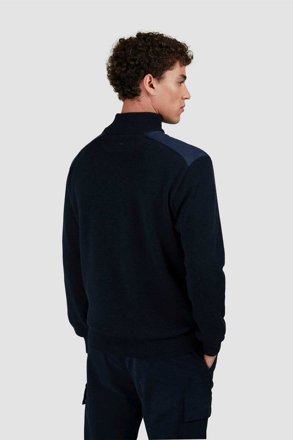 Paul & Shark trui van fris katoen navy-Buitenlaag: 100% Katoen<br />Details: 100% Linnen -HEREN TRUIEN & VESTEN-Blauw