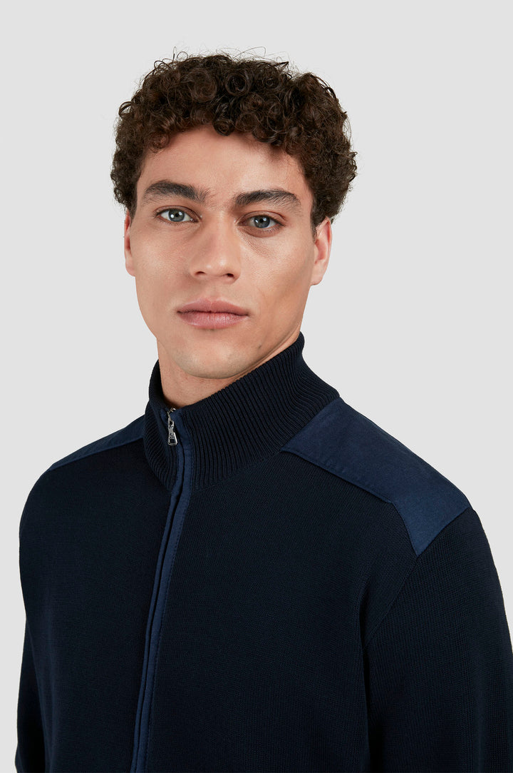 Paul & Shark vest van cool touch katoen-Buitenkant: 100% katoen - Inzetstukken: 100% linnen-HEREN TRUIEN & VESTEN-Blauw