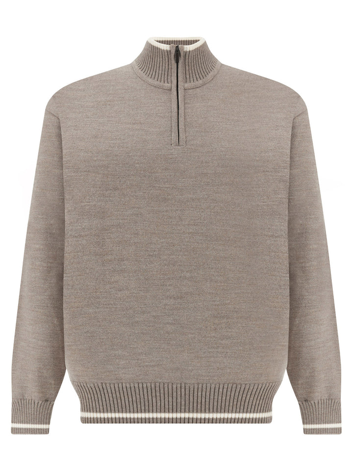 Paul & Shark Wollen Half Zip – Bruin-100% wol-HEREN TRUIEN & VESTEN-Bruin