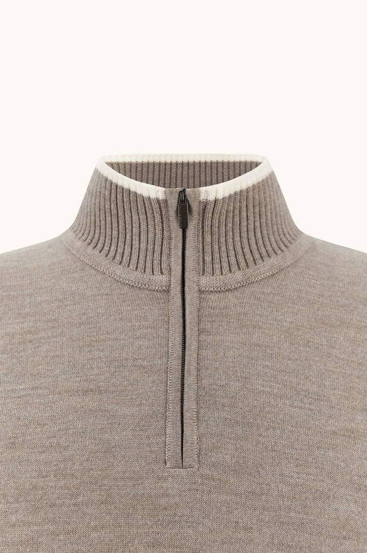 Paul & Shark Wollen Half Zip – Bruin-100% wol-HEREN TRUIEN & VESTEN-Bruin
