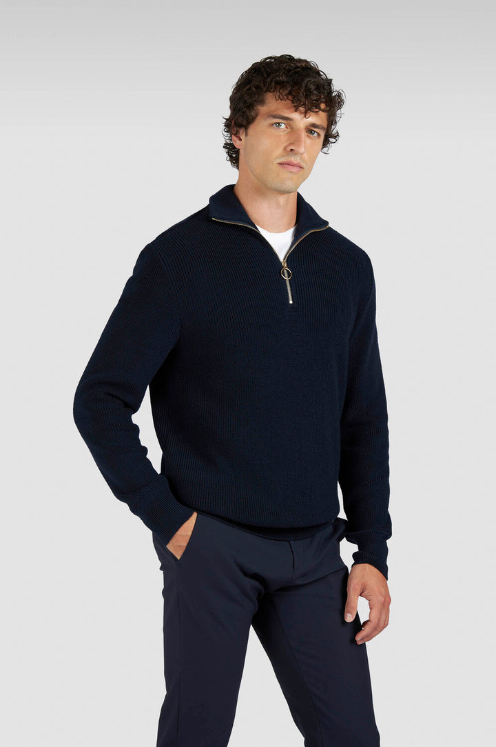 Paul & Shark Wollen Trui Rits-50% wol, 50% acryl -HEREN TRUIEN & VESTEN-Blauw