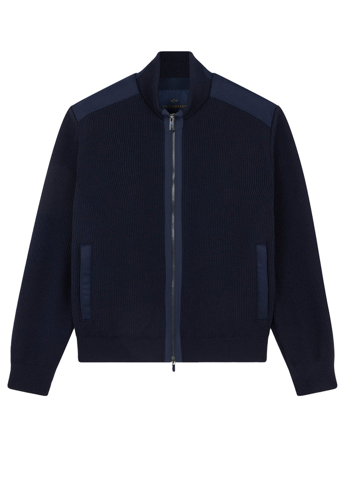 Paul & Shark Zip-Up Vest Soft Cool Touch – Bla-Buitenkant: 100% scheerwol<br />Achterkant: 88% polyester, 12% elastaan-HE