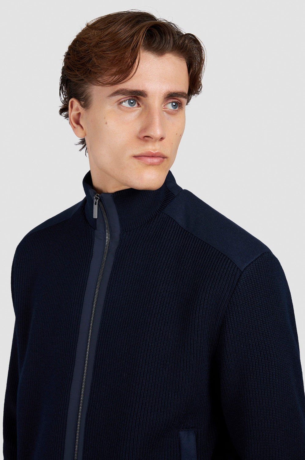 Paul & Shark Zip-Up Vest Soft Cool Touch – Bla-Buitenkant: 100% scheerwol<br />Achterkant: 88% polyester, 12% elastaan-HE