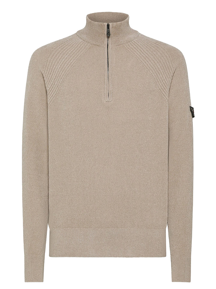 Peuterey Crivelli Half-Zip Sweater – Beige-82% polyester, 15% polyamide, 3% elastaan-HEREN TRUIEN & VESTEN-Beige