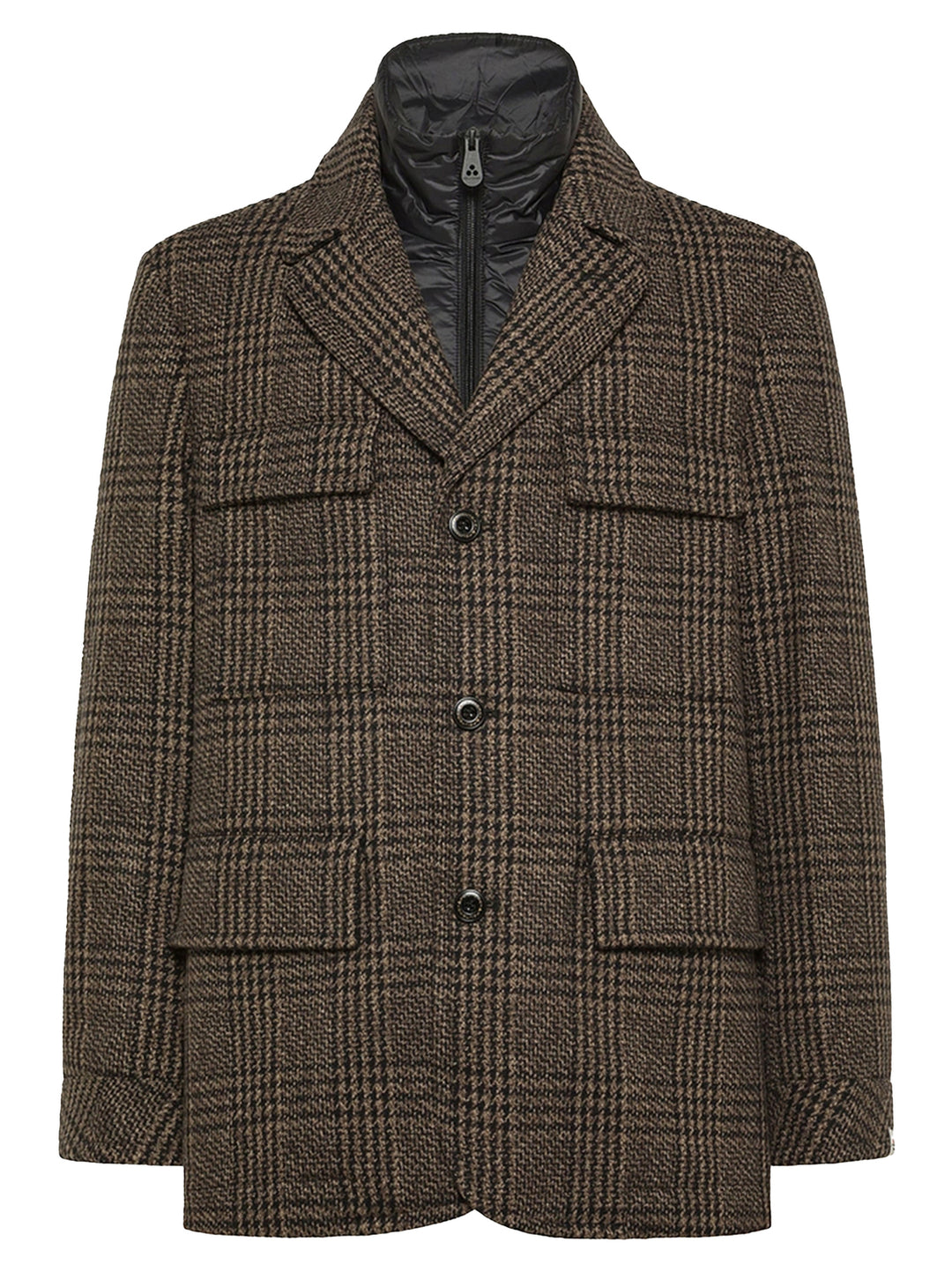 Peuterey Invern Check jas – Bruin-50% wol, 45% polyester, 5% andere vezels-HEREN JASSEN & JACKS-Bruin