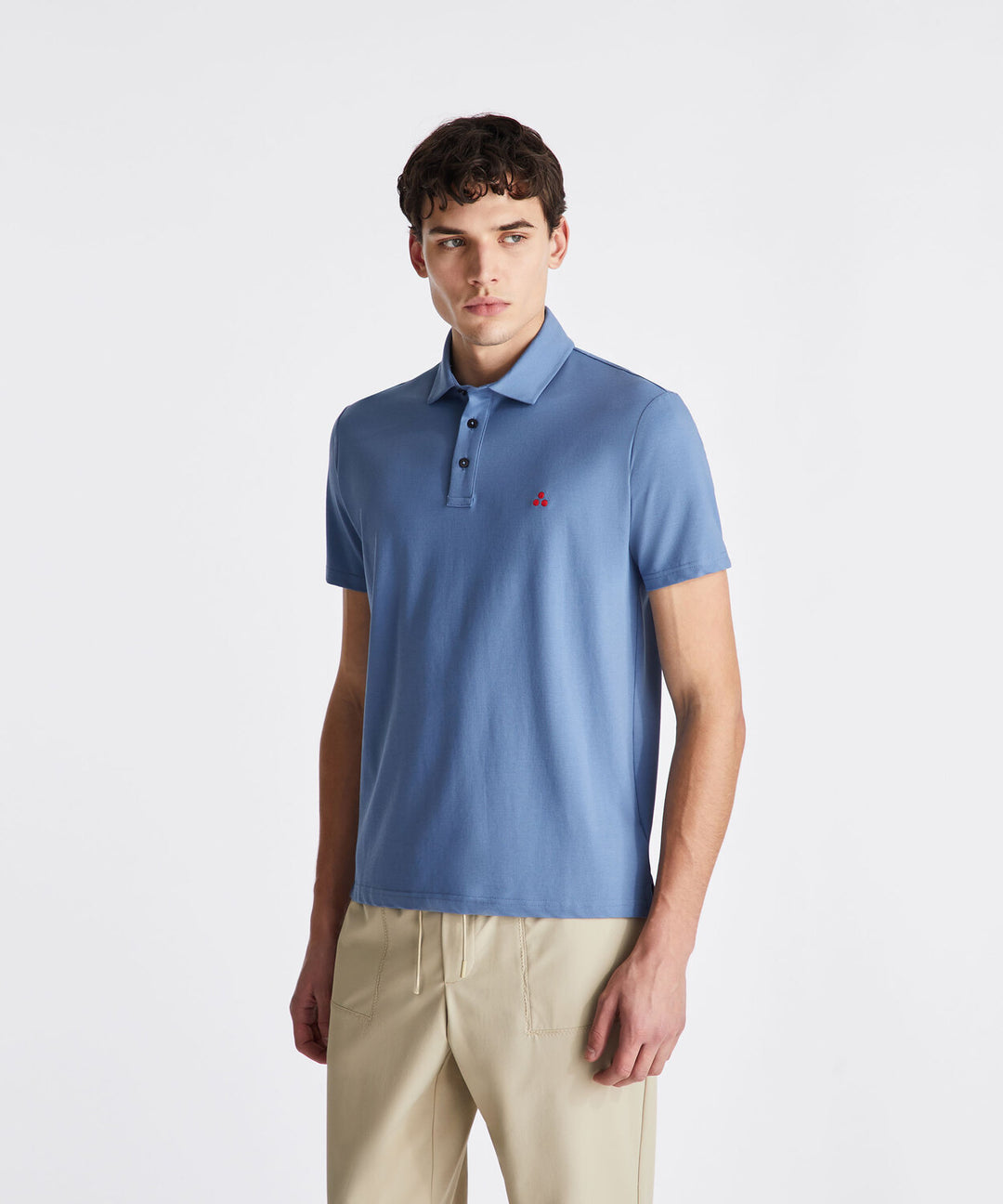 Peuterey Polo MEZZOLA 02 – Blauw-46% polyester, 45% katoen, 5% zijde, 4% elastaan-HEREN POLO'S & T-SHIRTS-Blauw