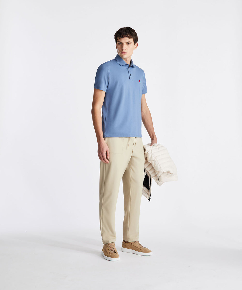 Peuterey Polo MEZZOLA 02 – Blauw-46% polyester, 45% katoen, 5% zijde, 4% elastaan-HEREN POLO'S & T-SHIRTS-Blauw