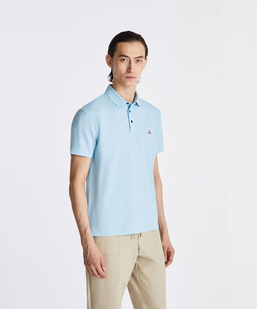 Peuterey Polo MEZZOLA 02 – Blauw-46% polyester, 45% katoen, 5% zijde, 4% elastaan-HEREN POLO'S & T-SHIRTS-Blauw