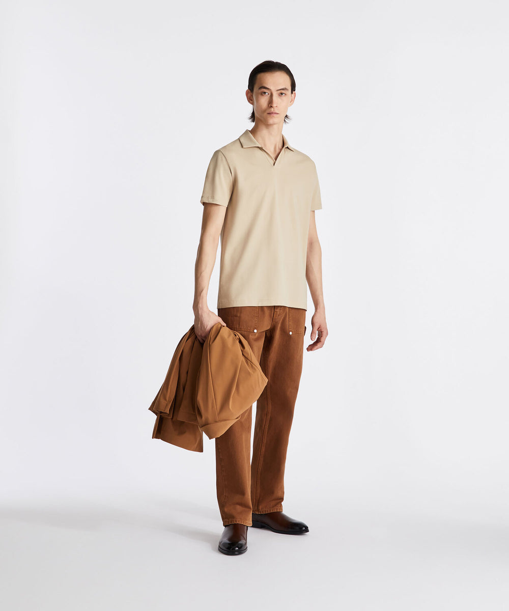 Peuterey Polo NEW HELGO - Beige-46% polyester, 45% katoen, 5% zijde, 4% elastaan-HEREN POLO'S & T-SHIRTS-Beige