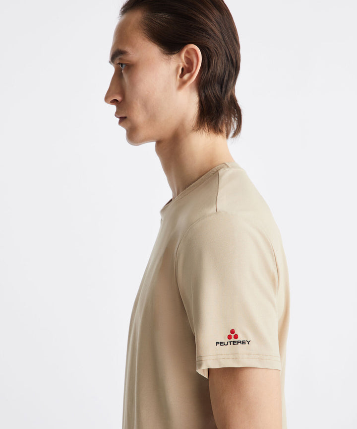 Peuterey T-Shirt ZOLE 02 – Beige-46% polyester, 45% katoen, 5% zijde, 4% elastaan-HEREN POLO'S & T-SHIRTS-Beige