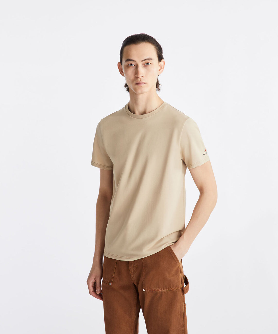 Peuterey T-Shirt ZOLE 02 – Beige-46% polyester, 45% katoen, 5% zijde, 4% elastaan-HEREN POLO'S & T-SHIRTS-Beige