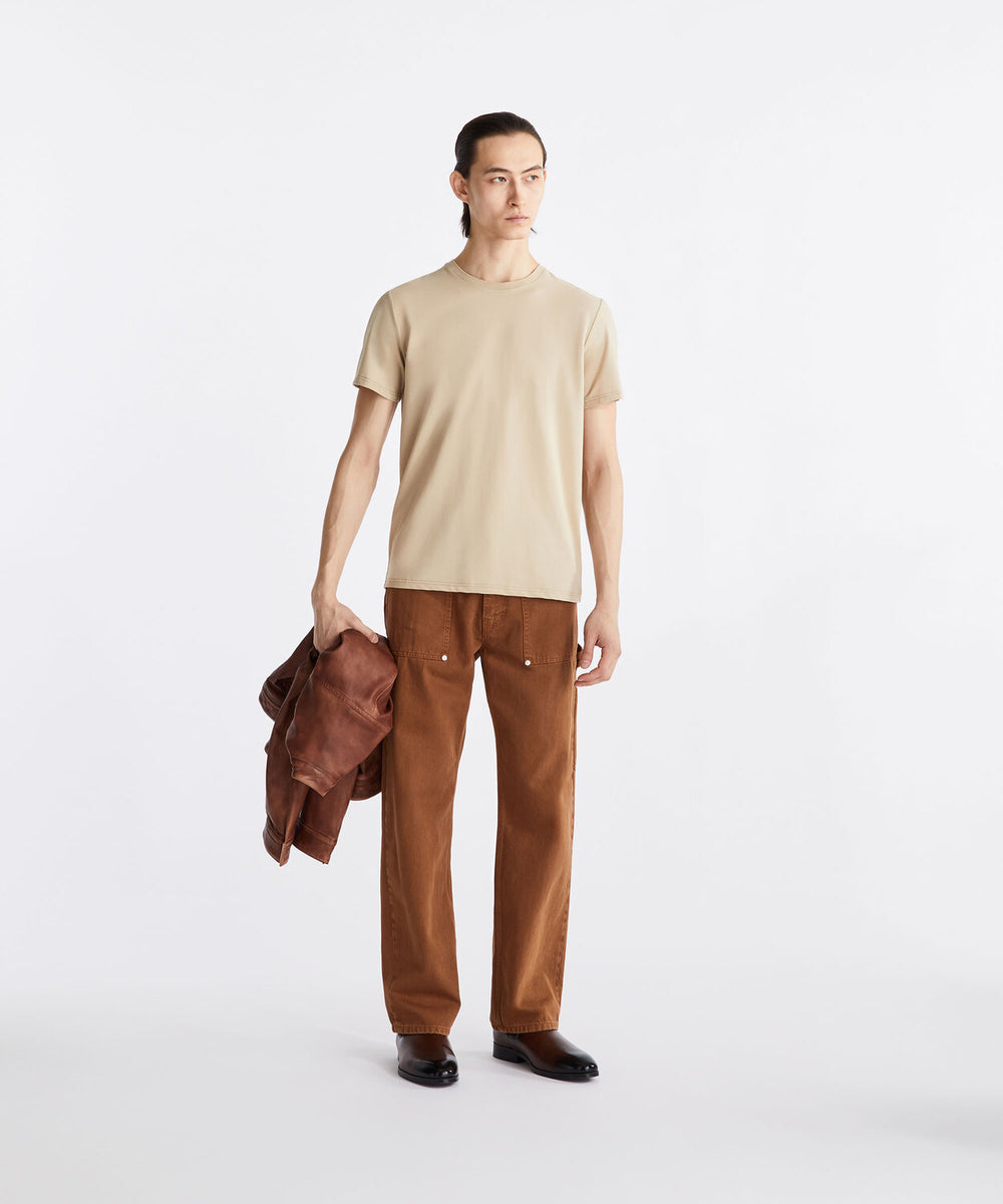 Peuterey T-Shirt ZOLE 02 – Beige-46% polyester, 45% katoen, 5% zijde, 4% elastaan-HEREN POLO'S & T-SHIRTS-Beige