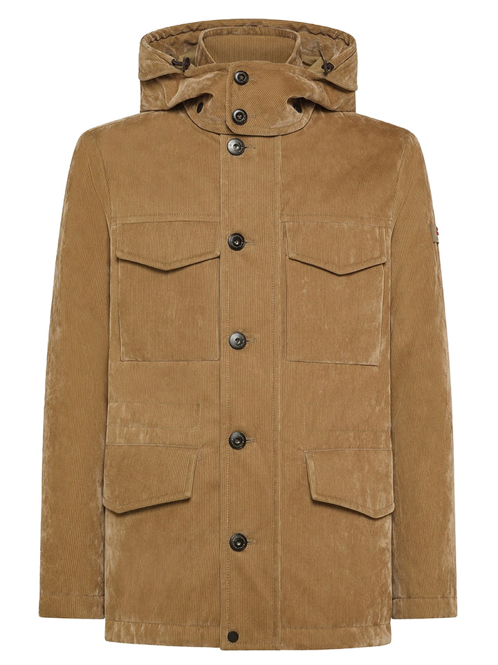 Peuterey Velvet-Effect Field Jacket – Bruin-80% katoen, 20% viscose-HEREN JASSEN & JACKS-Bruin