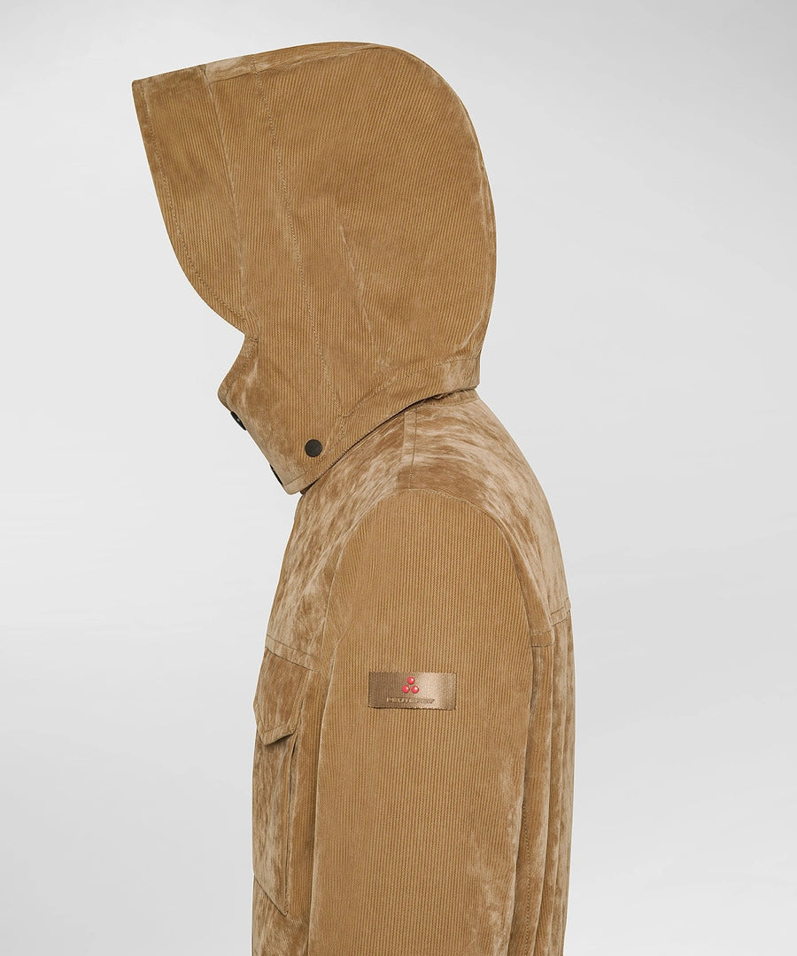 Peuterey Velvet-Effect Field Jacket – Bruin-80% katoen, 20% viscose-HEREN JASSEN & JACKS-Bruin