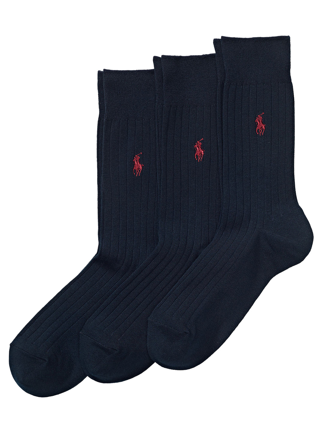 POLO Ralph Lauren 3-pack Geribbelde Sokken Marine-63% katoen, 30% polyester, 4% nylon, 3% spandex-HEREN ONDER- EN BADMODE