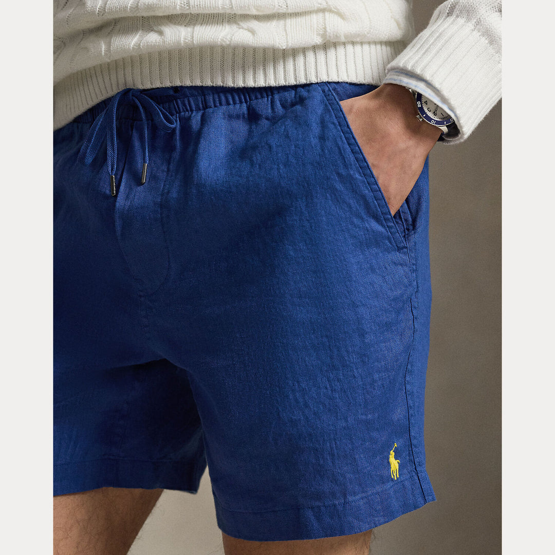 POLO Ralph Lauren 6 inch Prepster linnen short -100% linnen-HEREN BROEKEN-Blauw