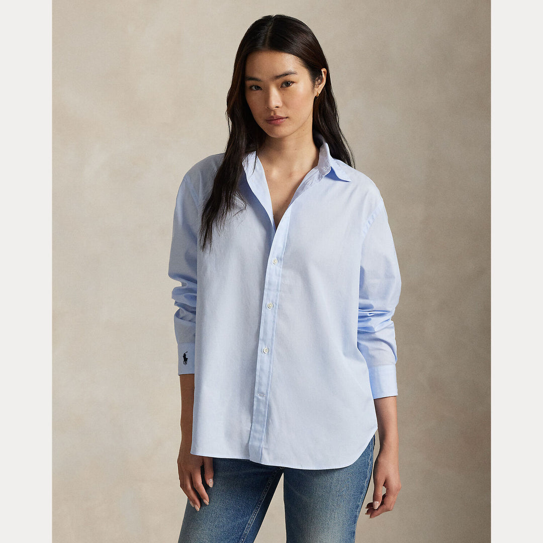 POLO Ralph Lauren  blouse lange mouw-100% katoen-DAMES TOPS & BLOUSES-Blauw