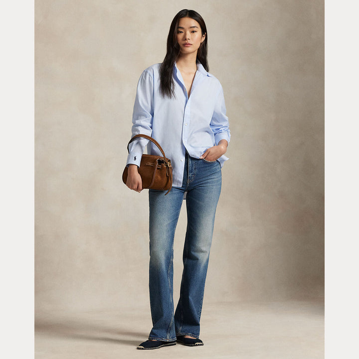 POLO Ralph Lauren  blouse lange mouw-100% katoen-DAMES TOPS & BLOUSES-Blauw