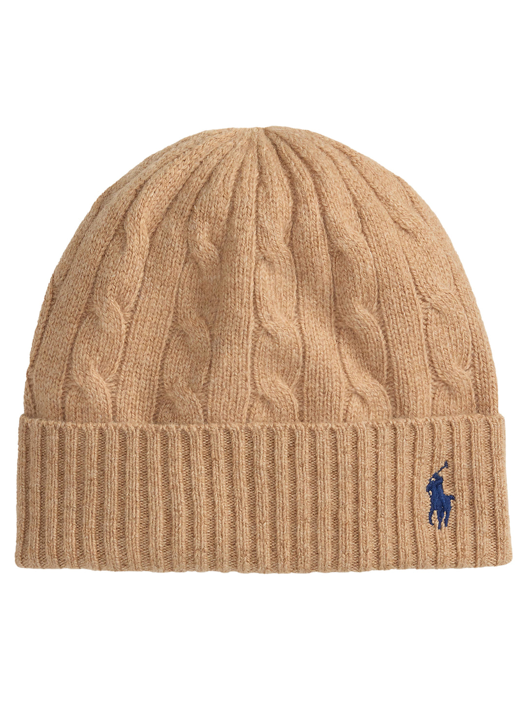 POLO Ralph Lauren Cable Knit Beanie – Camel-90% wol<br />10% kashmir-DAMES ACCESSOIRES-Bruin