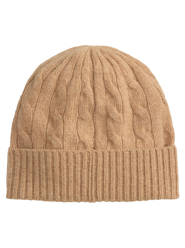 POLO Ralph Lauren Cable Knit Beanie – Camel-90% wol<br />10% kashmir-DAMES ACCESSOIRES-Bruin