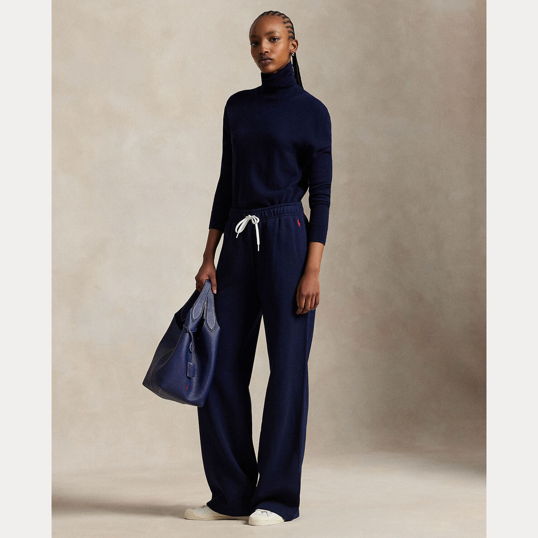 POLO Ralph Lauren Cable‑Knit Pantalon – Blauw-83% katoen, 17% polyester-DAMES BROEKEN-Blauw