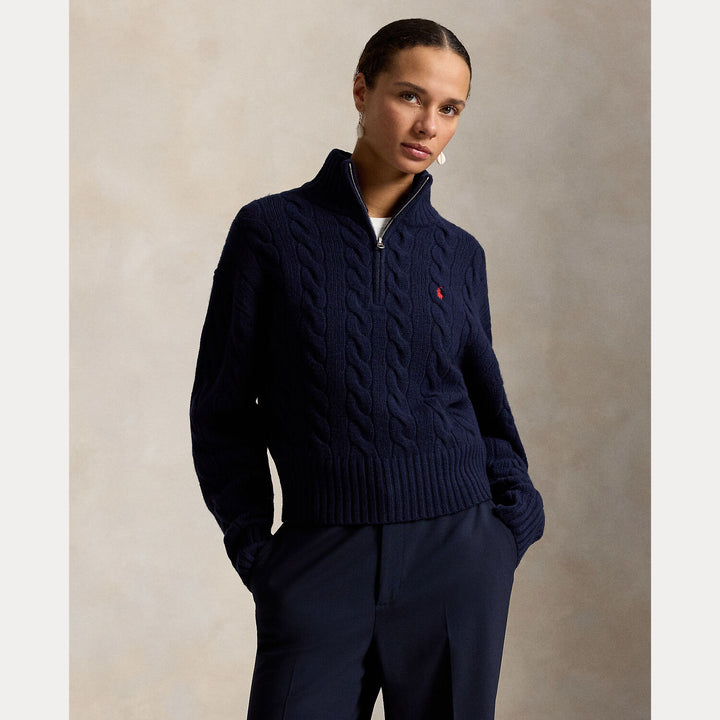 POLO Ralph Lauren Cable-knit Trui – Blauw-80% wol, 20% kasjmier-DAMES TRUIEN & VESTEN-Blauw