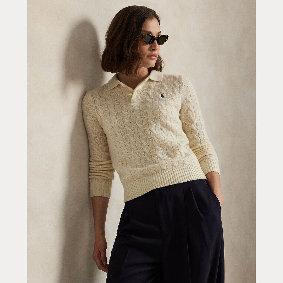 POLO Ralph Lauren Cable Polo Sweater-80% wol, 20% cashmere-DAMES TRUIEN & VESTEN-Room