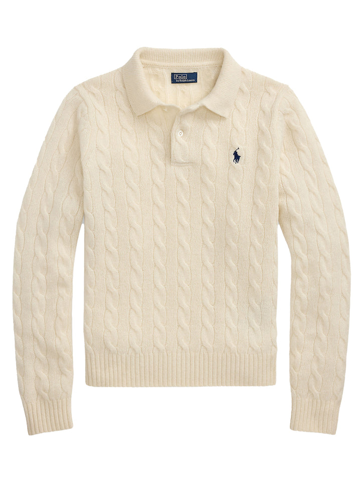 POLO Ralph Lauren Cable Polo Sweater-80% wol, 20% cashmere-DAMES TRUIEN & VESTEN-Room