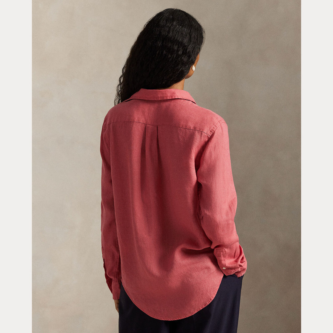 POLO Ralph Lauren – Classic Fit Linnen Blouse-100% linnen-DAMES TOPS & BLOUSES-Rood