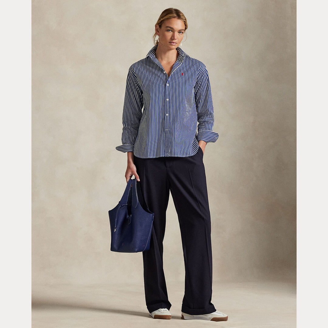 POLO Ralph Lauren Classic Fit Poplin Blouse-100% katoen-DAMES TOPS & BLOUSES-Blauw