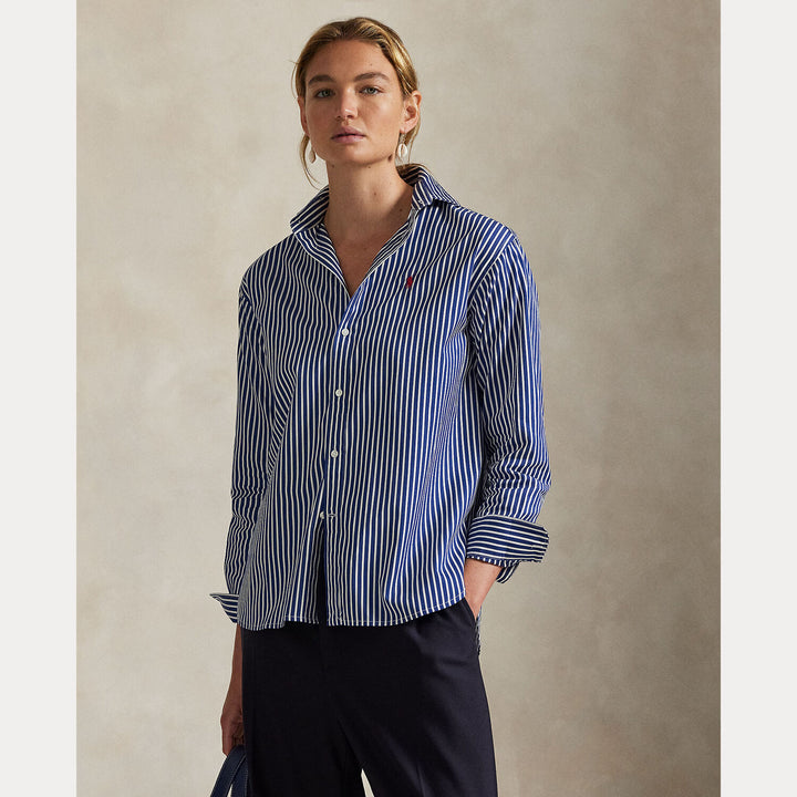 POLO Ralph Lauren Classic Fit Poplin Blouse-100% katoen-DAMES TOPS & BLOUSES-Blauw