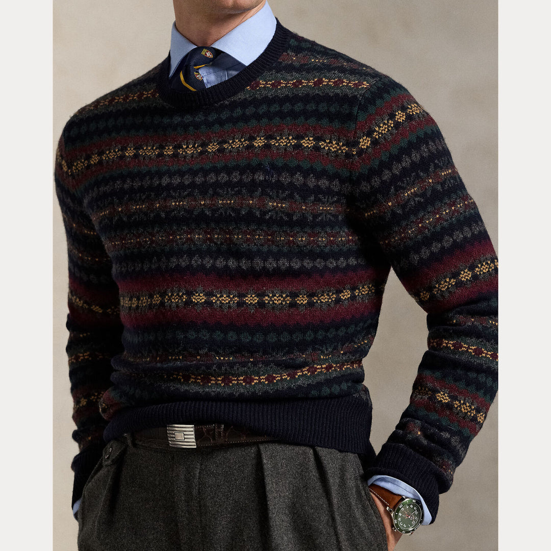 POLO Ralph Lauren Cotton Crew‑Neck Trui – Blauw-100% wool-HEREN TRUIEN & VESTEN-Blauw