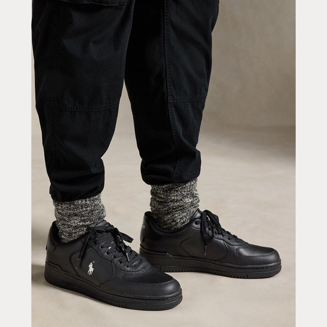 POLO Ralph Lauren Court Leather Sneaker – Zwart-HEREN SCHOENEN & RIEMEN-Zwart