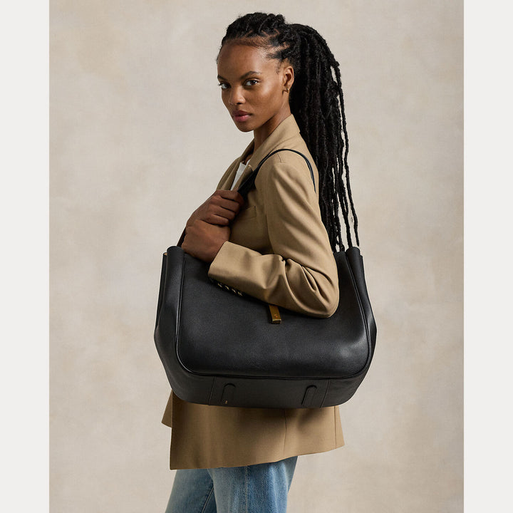 POLO Ralph Lauren Creel Grain Tote – Zwart-DAMES ACCESSOIRES-Zwart