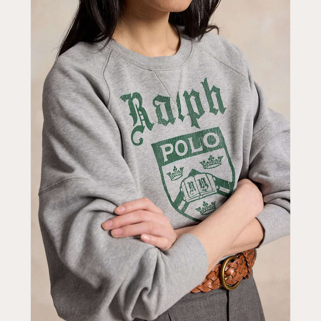 POLO Ralph Lauren Crest Fleece Sweater – Grijs-80% katoen, 20% polyester-DAMES TRUIEN & VESTEN-Grijs